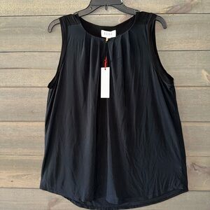 NWT ELLE Black Sleeveless Pleated Front Top